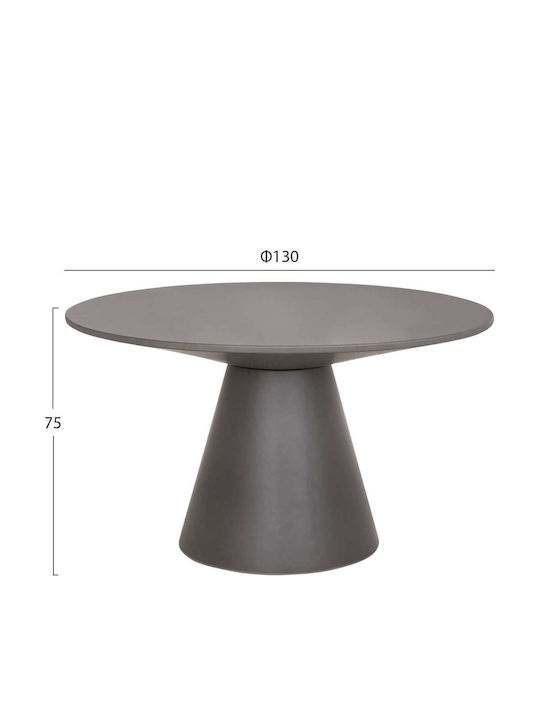 Кръгла Маса за Трапезария с Повърхност от Сив Бетон 130x130x75см