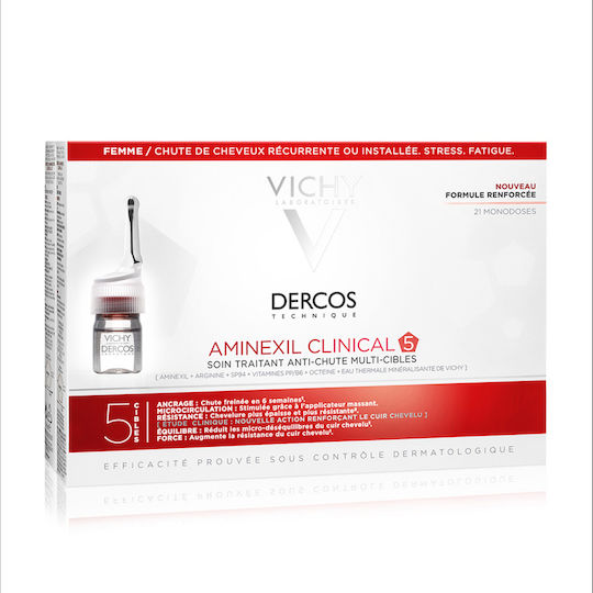 Vichy Dercos Aminexil Clinical 5 Αμπούλες Μαλλιών κατά της Τριχόπτωσης για Γυναίκες 21x6ml