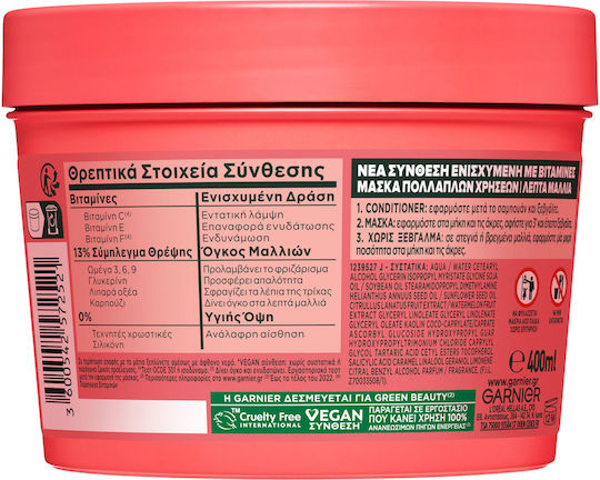 Garnier Fructis Plumping Watermelon Hair Food Hair Mask for Strengthening 400ml