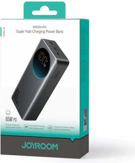 Joyroom JR-PBF05 Pro Power Bank 30000mAh 65W with USB-A Port and 2 USB-C Ports Power Delivery / Quick Charge 3.0 Black