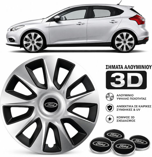 Versaco Auto Radkappen Set Stratos mit Marke Auto 4Stück 14" Schwarz