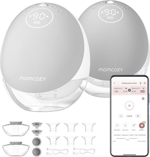 Momcozy M9 Φορητό Διπλό Θήλαστρο Μπαταρίας Γκρι 150ml