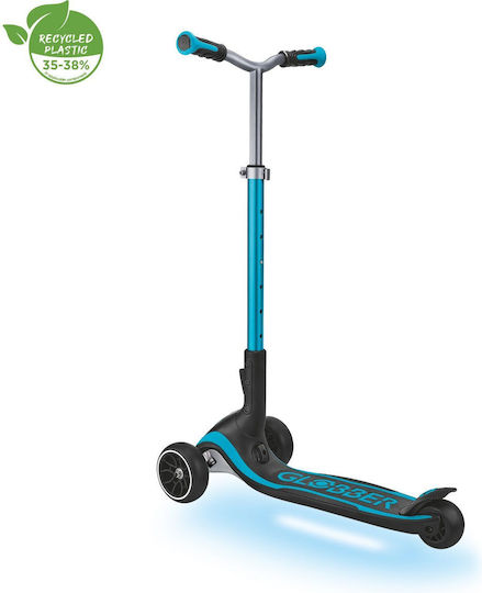 Globber Kinderroller Klappbar Ultimum Lights 3-Rad mit LED-Beleuchtung für 5+ Jahre Türkis
