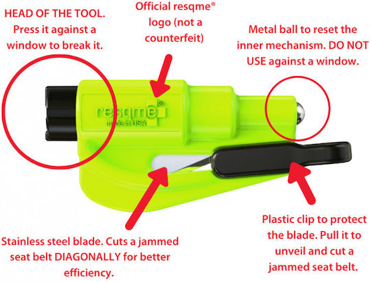 Resqme Automatic Car Emergency Hammer With Pink Seatbelt Cutter