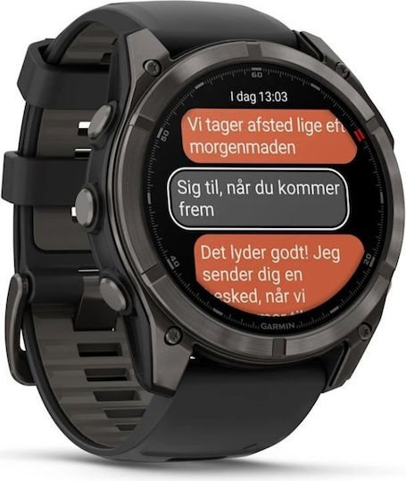 Garmin Fenix 8 Pro Titan 51mm Wasserdicht Smartwatch mit eSIM und Pulsmesser (Carbon Gray DLC Titanium with Black)