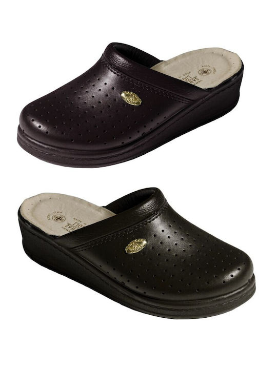 Sanital Light Pelle Damen Leder Anatomisch Clogs Schwarz