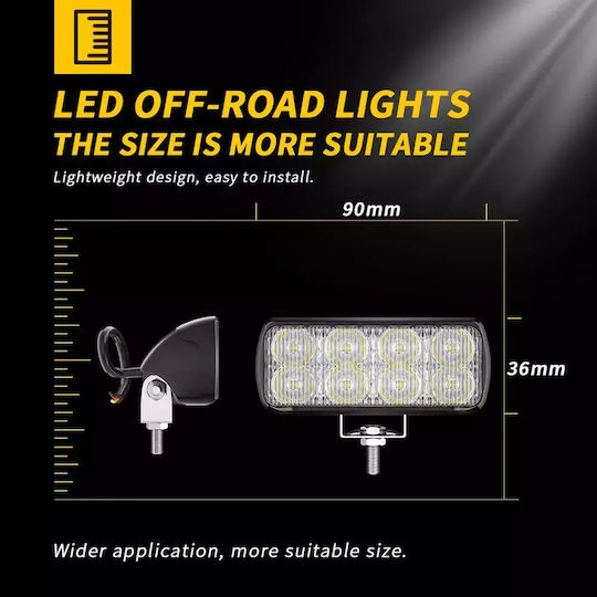 Mini LED Car Work Headlight 10w 12v Slim 9x3.6cm Small Lighting Headlight White Light