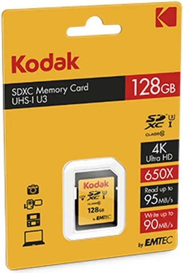 Kodak Premium Performance SDXC 128GB U3 V30 A1 UHS-I με αντάπτορα