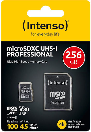 Intenso microSDXC 256GB Klasse 10 UHS-I 30MB/s mit Adapter