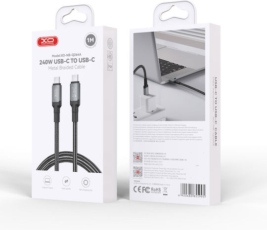 Xo Design Nb-q264a Data Charging Cable Usb-c To Usb-c 240w 1m Black