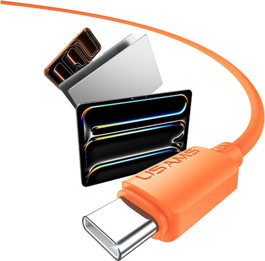 Usams USB 2.0 Кабел USB-C Мъжки - USB-C 60W Черен 1m SJ787USB01