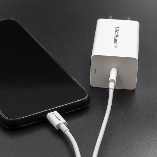 Qoltec USB 2.0 Cable USB-C male - USB-C 60W PD Λευκό 1.5m 52360