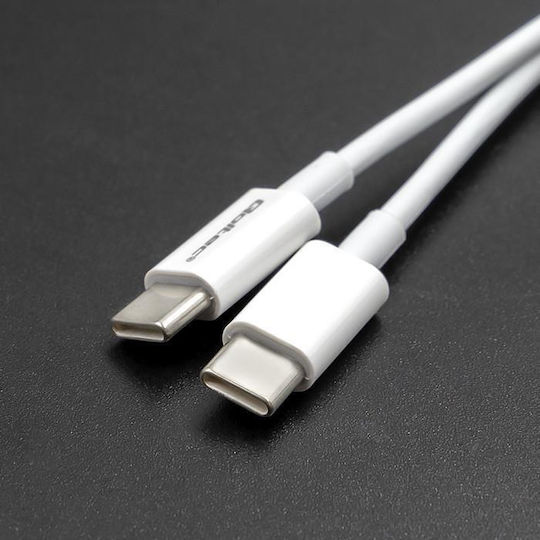Qoltec USB 2.0 Cable USB-C male - USB-C 60W PD Λευκό 1.5m 52360