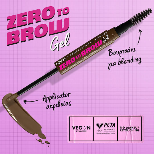 NYX Professional Makeup Zero To Brow Longwear Gel Μολύβι για Φρύδια 02 Chocolate