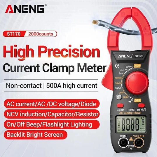 Aneng Digital Clamp Meter 500A AC ST170-RED True RMS