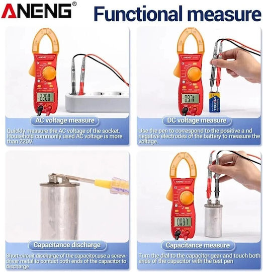 Aneng Digital Clamp Meter 500A AC ST170-RED True RMS
