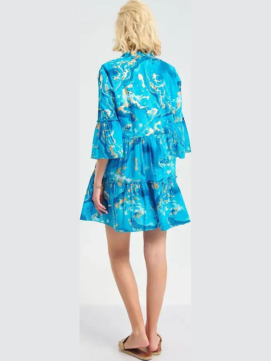 Ble Resort Collection Women's Beachwear Caftan Blue/Gold