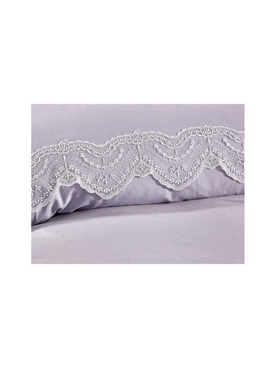 SteweHome Σετ Παπλωματοθήκη 200x220cm Διπλή με 4 Μαξιλαροθήκες Γκρι