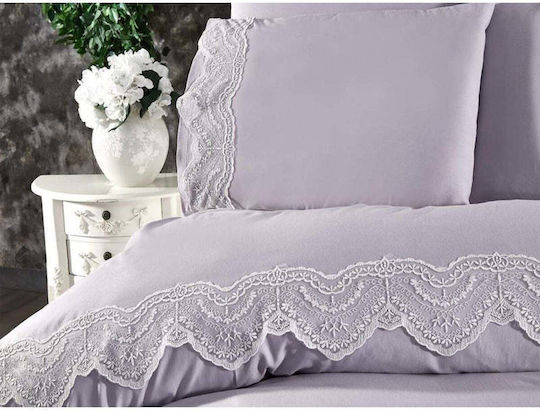 SteweHome Duvet Cover Set 200x220cm Double With 4 Pillowcases Gray
