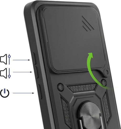 Avizar Case Realme 16 Pro Plus Ring Stand Sliding Camera Cover Black