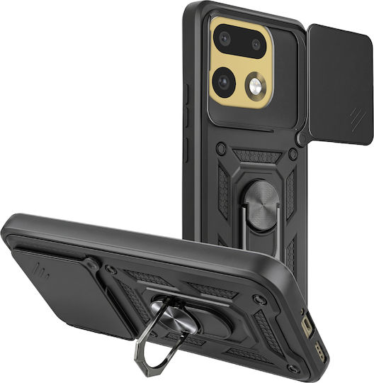 Avizar Case Realme 16 Pro Plus Ring Stand Sliding Camera Cover Black