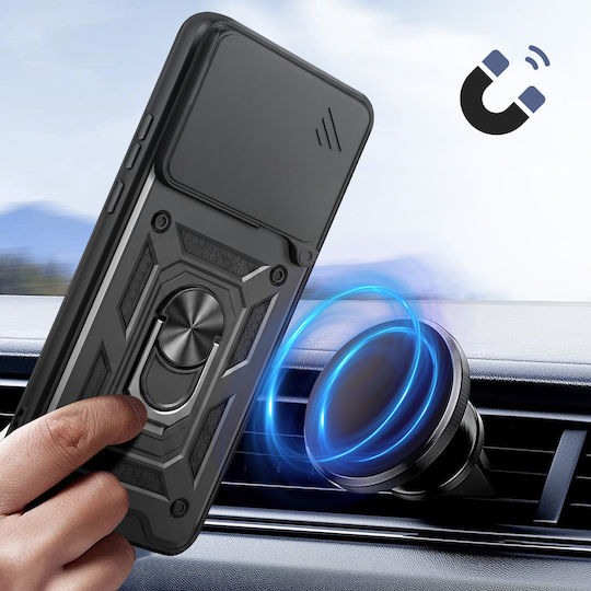 Avizar Handyhülle Xiaomi 17 Ring Stand Schiebe Kameraabdeckung Schwarz
