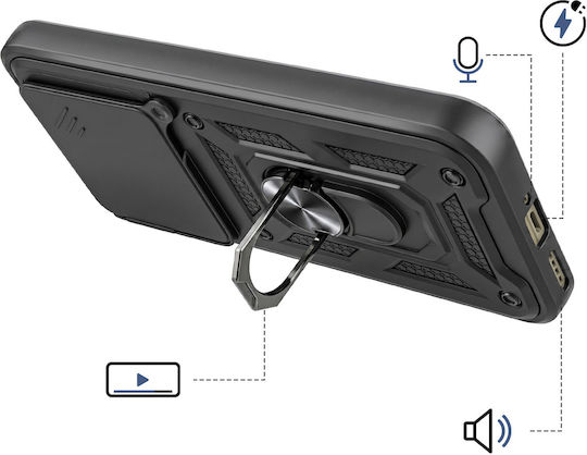 Avizar Case Realme 16 Pro Ring Stand Sliding Camera Cover Black