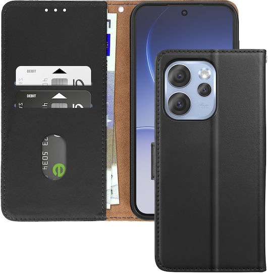 Avizar Husa Wallet Oppo Reno 15 Pro Din Piele Naturală Cu Suport Video Neagră
