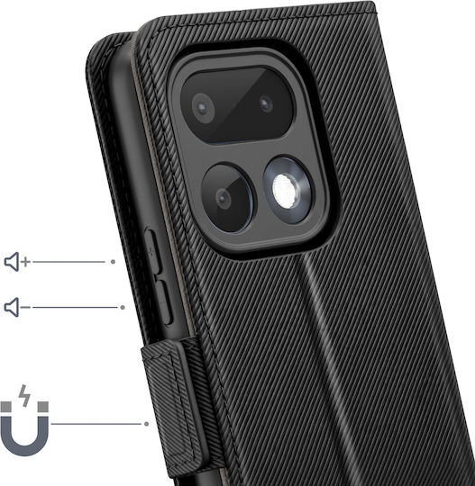 Avizar Case Realme 16 Pro Textured Leather Effect Mirror Card Slot Black