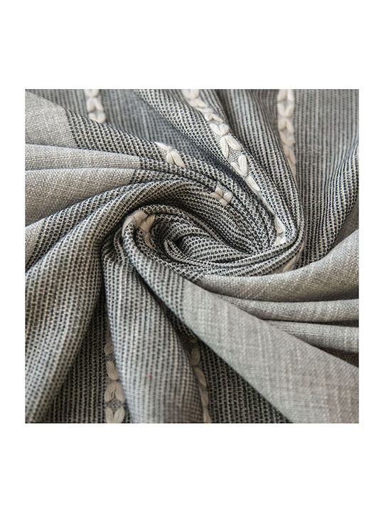 FRIPIA Leinen Tischtuch mit Stickerei Graue 120x180cm