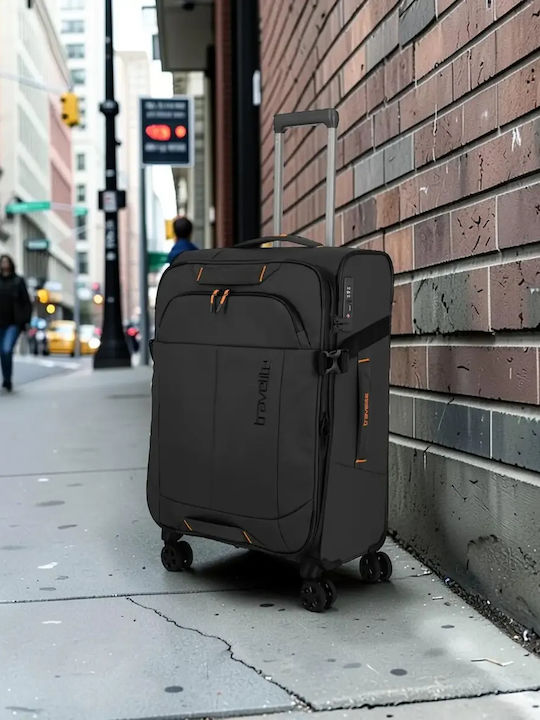 Travelite Medium Fabric Travel Suitcase Black Height 67cm