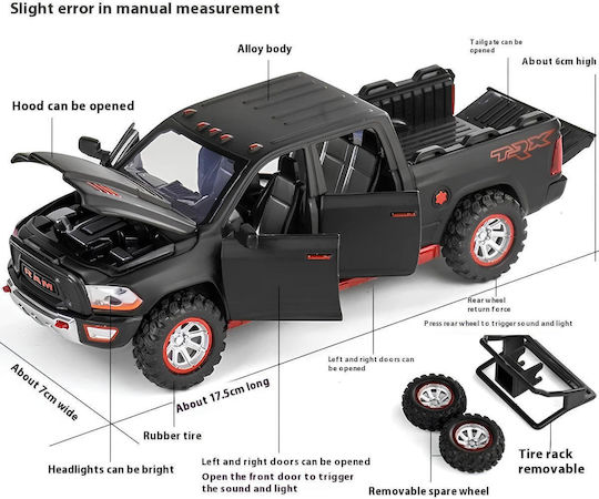 Model Mașină Dodge Ram Trx Metal Scara 1:32 Ușile Se Deschid