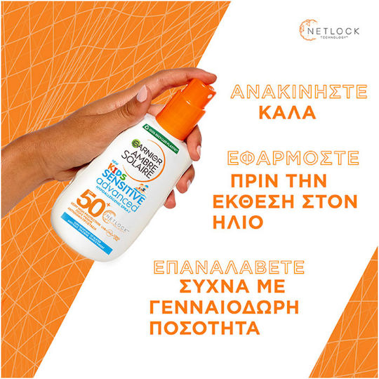 Garnier Ambre Solaire Sensitive Advanced SPF50+ Waterproof Kids Sunscreen Spray for Face & Body 200ml