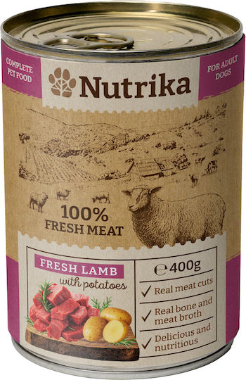 Nutrika Течна Храна За Кучета В Чантичка С Агнешко, Картофи, Месо, Черен Дроб И Свинско Месо Без Зърнени Храни 400гр