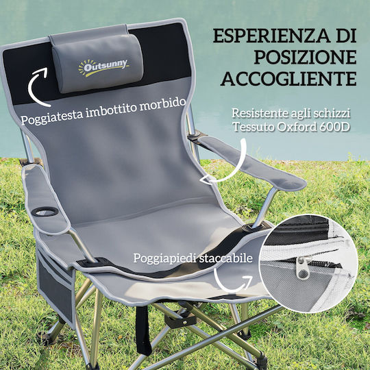 Outsunny Beach Chair Black 82x100x88cm