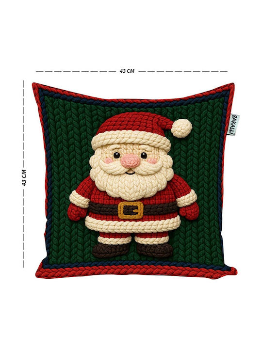 Stewehome Christmas Pillow Case Santa Claus Embroidery Design Red 43x43 Cm