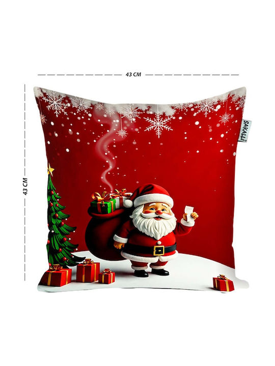 Stewehome Set 2 Pieces Pillow Cases Santa Claus Snowman Red 43x43 Cm