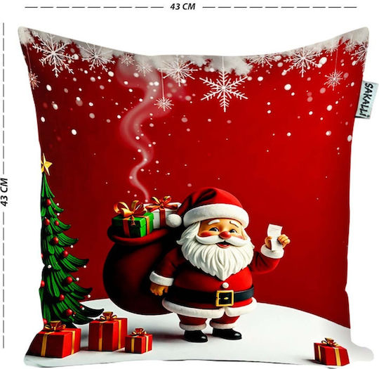 Stewehome Set 2 Stücke Weihnachtsdekorative Kissenbezüge Muster Santa Claus Schneemann Rote 43x43 cm