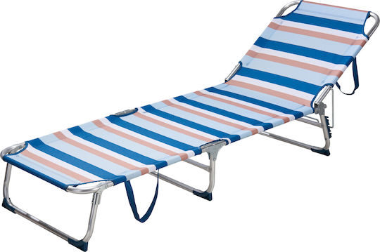Camping Blue Foldable Aluminum Beach Sunbed 187x57cm