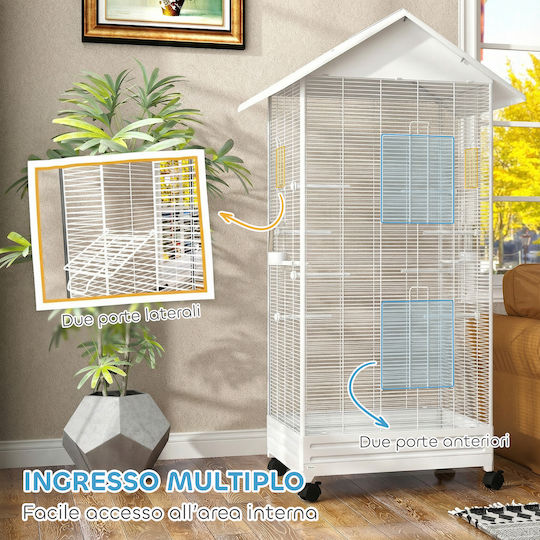 Pawhut Colivie Pentru Păsări 79x65x155cm Alb