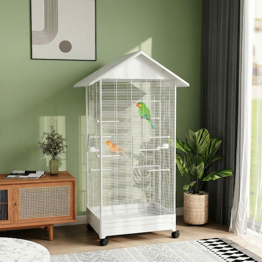 Pawhut Colivie Pentru Păsări 79x65x155cm Alb