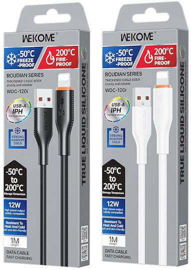 WK USB-A to Lightning Cable Λευκό 1m