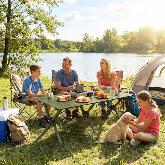 Outsunny Τραπέζι Μεταλλικό για Camping Πτυσσόμενο 116x59x43cm Πράσινο