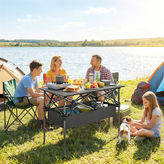 Outsunny Metal Camping Table Folding 93x68x55cm Black