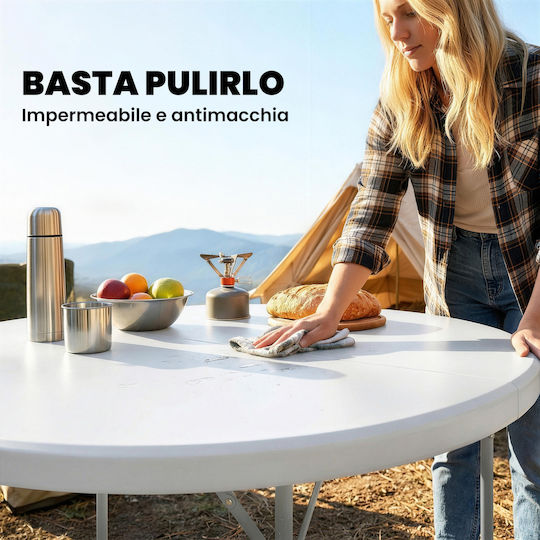 Outsunny Τραπέζι Μεταλλικό για Camping Πτυσσόμενο 120x120x74cm Λευκό