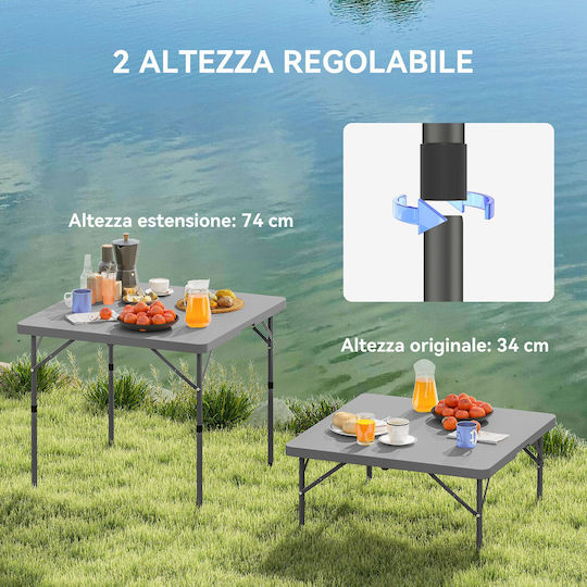 Outsunny Metal Camping Table Folding 86x86x74cm White