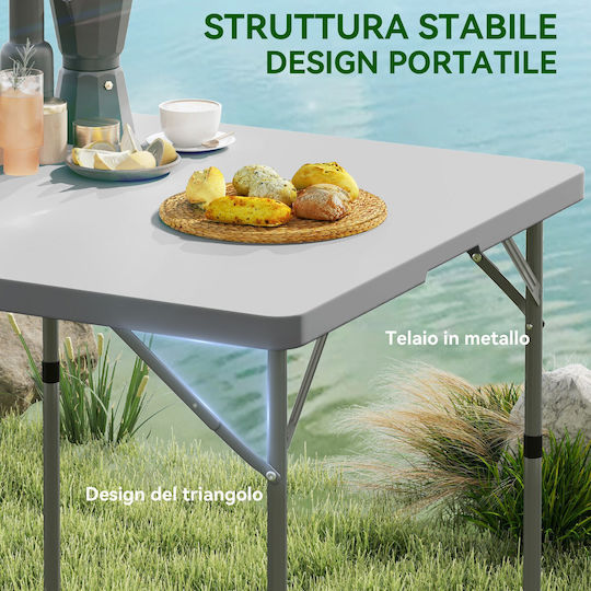 Outsunny Metal Camping Table Folding 86x86x74cm White