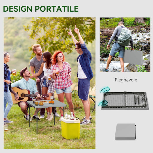 Outsunny Metal Camping Table Folding 86x86x74cm White