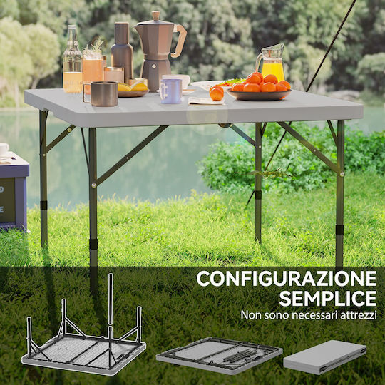 Outsunny Metal Camping Table Folding 86x86x74cm White