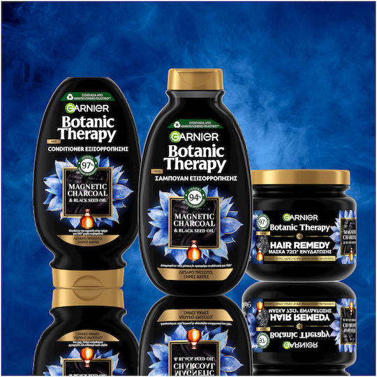 Garnier Magnetic Charcoal & Black Seed Oil Hair Treatment Set for Oily Hair with Shampoo, Mask and Conditioner 3pcs